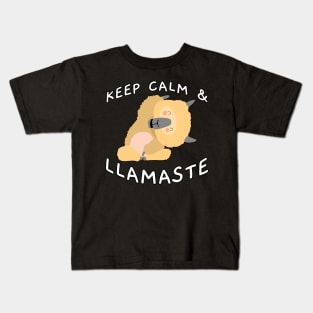 Keep Calm And Llamaste Pose 4 Kids T-Shirt